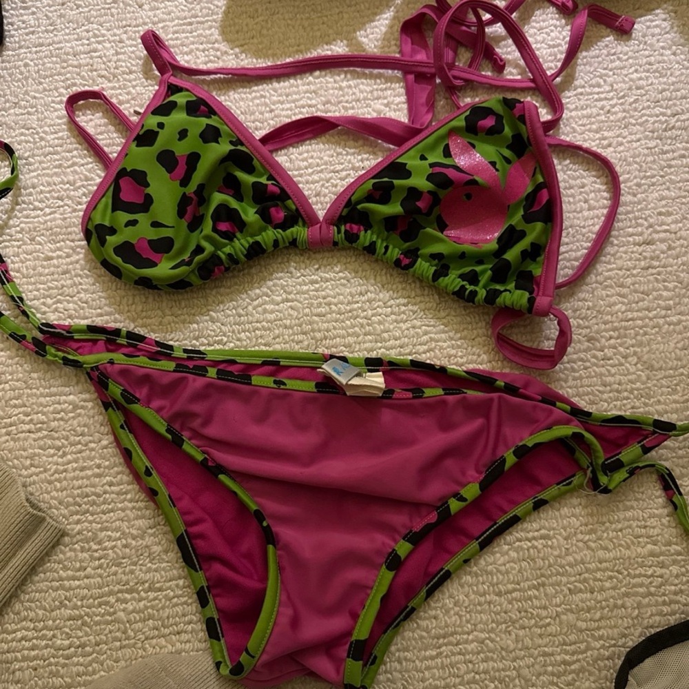 Playboy Vibrant Pink and Green Swimwear
